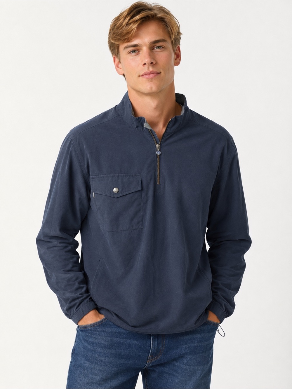 Linksoul Men’s Navy Quarter Zip Pullover Jacket Size L Golf Windbreaker